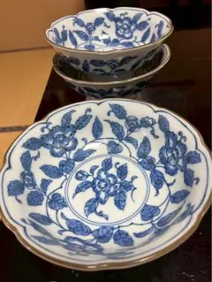 有田焼 三峰窯 青い花柄 大 鉢 3個セット - メルカリ