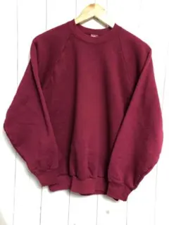 90s USA製 フルーツオブザルーム 無地 スウェット L エンジ s46