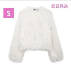 シャギー　フェザー　ジャケット　アウター　カーディガン　クロップド