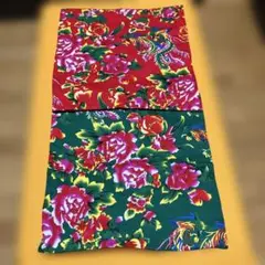 ハンドメイドクッションカバー46×46cm赤緑2色組