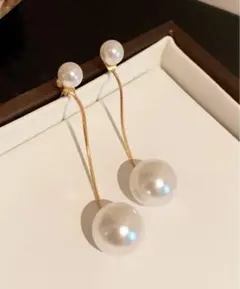 パール ゴールド ロング ドロップ ピアス 高見え 韓国 オルチャン 結婚式