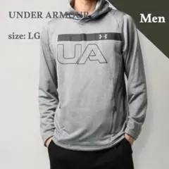 アンダーアーマー パーカー　プルオーバー　グレー　ビッグロゴ　長袖　ユニセックス