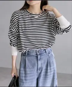 未使用タグ付き　ピュアルセシン 万能 レイヤード カットソー F