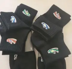 new balance スニーカー刺繍 ブラックソックス 6足セット