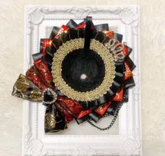 990 ハンドメイド 痛ロゼット ブラック レッド