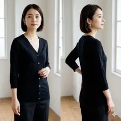 JOHN SMEDLEY シーアイランドコットン カーディガン ブラック S - メルカリ