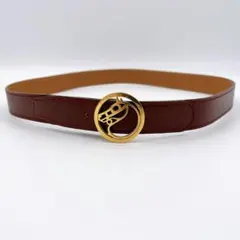 エルメス　レザー　ベルト　ワインレッド　ホース金具　75 ○L刻印　ヴィンテージのサムネイル