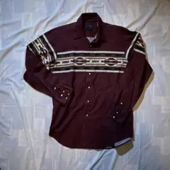 90s Roper ネイティブ柄 ウエスタンシャツ ボルドー アメカジ レトロのサムネイル