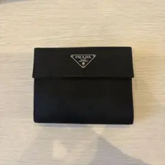 PRADA プラダ ロゴ 無地 三つ折り財布 ナイロン ブラック