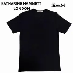 【美品】キャサリンハムネットロンドン Vネック Tシャツ M 黒 ストレッチのサムネイル