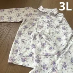 しまむら　花柄キルティングパジャマ 上下セット パープルのサムネイル