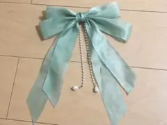 ミントグリーンリボンバレッタ
