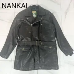希少❗️NANKAI ライダースジャケット　キルティング　ハーフコート　ベルト　黒のサムネイル
