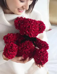 【ギフト】アートフラワー　ベア　ローズ