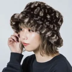 新品タグ付き‼️ ファーバケハ レオパード ブラウン フリーサイズ WEGO