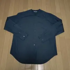 AURALEE　ノーカラーシャツ　サイズ4 ブルー系 AURALEE ノーカラーシャツ サイズ4 ブルー系 - メルカリ