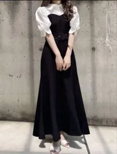 GRL ベルト付きマーメイドシャツドッキングワンピース