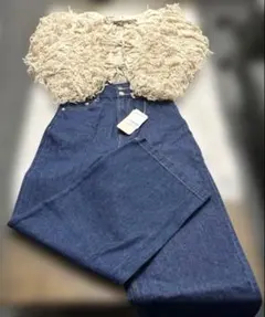 ♡PEACH JOHN｜シャギーボレロ＋ハイウエストデニム 2点セット｜未使用♡