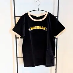 HUSHUSH ロゴTシャツ M ネイビー×アイボリー 半袖 美品のサムネイル