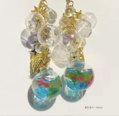 レジンキーホルダー 水風船 グリーンミックス ハンドメイド - メルカリ