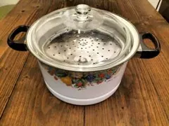 花柄 ホーロー鍋と茶碗蒸しカップセット