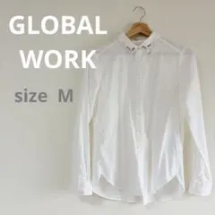 【GLOBAL WORK】 長袖　シャツ　ビーズ　ビジュー　ホワイト　M 未使用のサムネイル