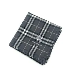 Y604-89　BURBERRY ハンカチ グレー ノバチェック ロゴ刺繍