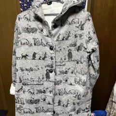 グラニフ　ニットフリース コート　クラシックプー パターン　ボア　ロング