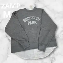 美品 ZAMP ザンパ 【M】ロゴプルオーバー グレー