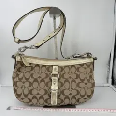 コーチ ショルダーバッグ シグネチャー キャンバス レザー ベルト 7077