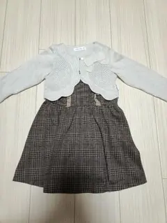 キムラタン リリーアイボリー 95 ノースリーブワンピース カーディガン