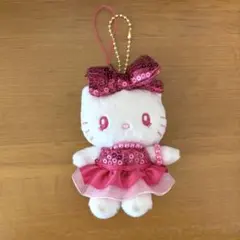 ハローキティ ぬいぐるみキーホルダー ユニバ ピンクドレス　リボン