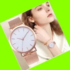 新作❤レディース❤腕時計 合金❤クォーツ❤ピンクゴールド×ホワイトお洒落 時計