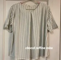 chocol raffine robe ストライプ Vネック カットソー