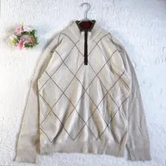 ウール★カシミヤ混 【シンプルライフ】 ハーフジップ セーター L ハイネック