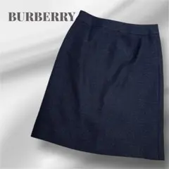 BURBERRY ブラック　ひざ丈タイトスカート　サイドファスナー　シャイン