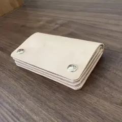 ☆ハンドメイド 272☆本革 牛革 ヌメ革 総手縫い ミドルトラッカーウォレット