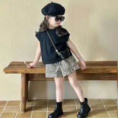 セットアップ　女の子　韓国子供服　夏　ヒョウ柄パンツ　Tシャツ　上下セット