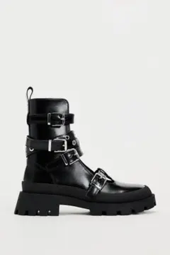 ZARA 厚底ブーツ　23 23.5 ベルト　バックル