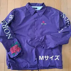 ナイロンジャケット 薔薇 刺繍 Mサイズ パープル 平成レトロ