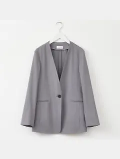 PLST レーヨンリネンストレッチカラーレスジャケット グレー XS
