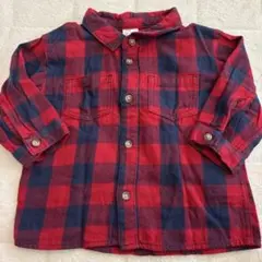 H&M 赤と紺のチェックシャツ 68㎝ 4-6M