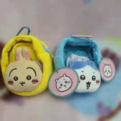 【ちいかわ】　窓付きおかおミニポーチ　ハチワレ　うさぎ　2点セット