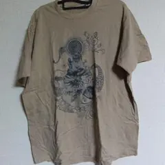 アートプリント ベージュ Tシャツ L　デビロックのサムネイル