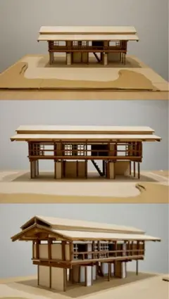 建築模型 丹下健三「Tange House」木製ハンドメイド模型（一点物） 建築模型 丹下健三「Tange House」木製ハンドメイド模型（一点物