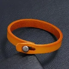 ブレスレット レザー メンズ レディース バングル レトロ 革 オレンジ