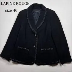 美品 LAPINE ROUGE ラピーヌルージュ ジャケット サテンフリル 黒Lのサムネイル
