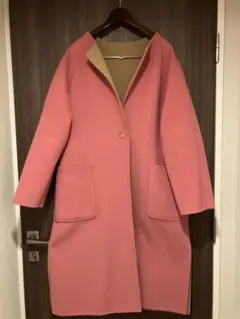 Demi-Luxe BEAMS リバーロングコート サイズ38 ピンク&ベージュ