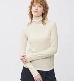 ソフトリブタートルネックT(長袖)(ややスリム) XXL ナチュラル GU