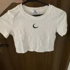 ホワイトクロップドTシャツ moon